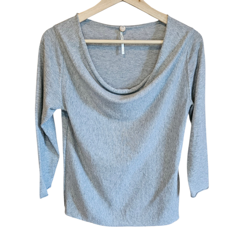 Margaret O'Leary Women's Gray 100% Cotton Cowl Neck Knit Sweater Size Small
